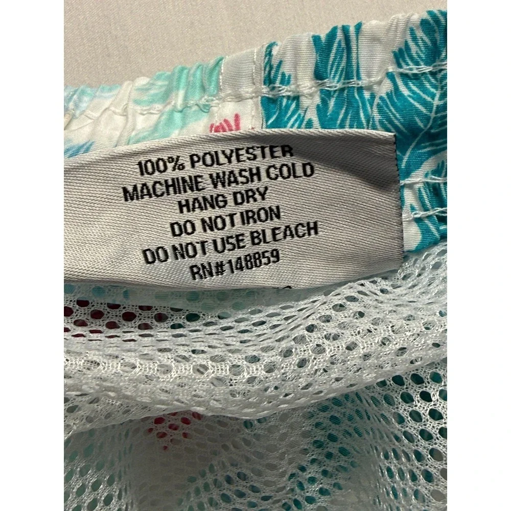 Red Melon Trunks Shorts Men Large Multicolor Palm Tree Print Mesh Lined Swimwear
